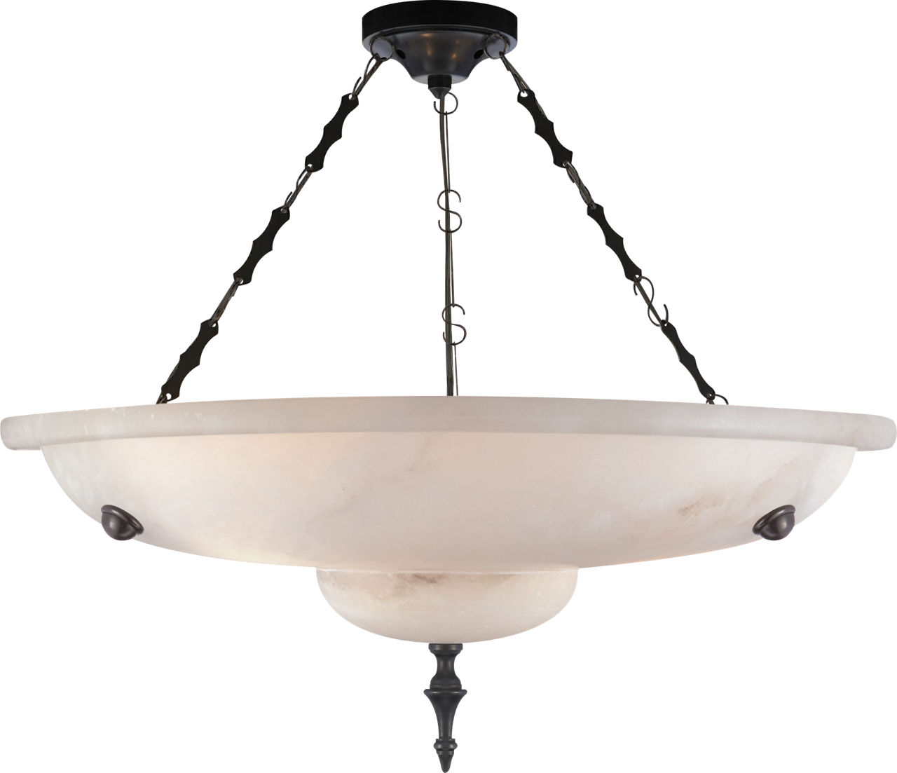 Charles Small Chandelier in Alabaster and Bronze