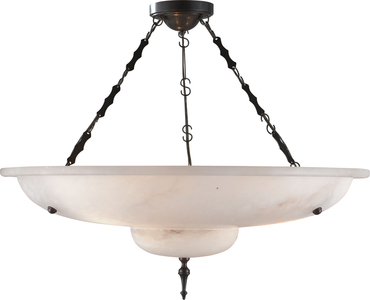Charles Chandelier in Alabaster and Bronze