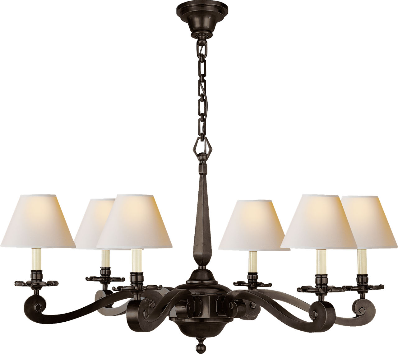 Myrna Chandelier in Gun Metal with Natural Paper Shades