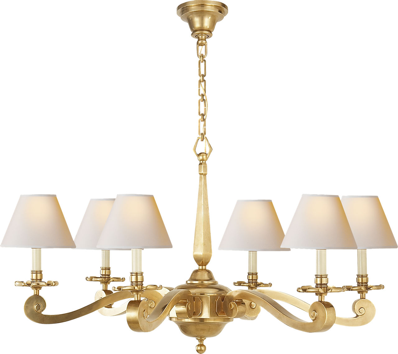 Myrna Chandelier in Natural Brass with Natural Paper Shades