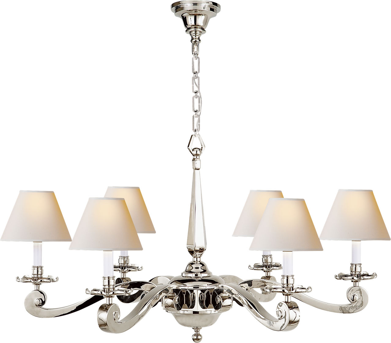 Myrna Chandelier in Polished Nickel with Natural Paper Shades