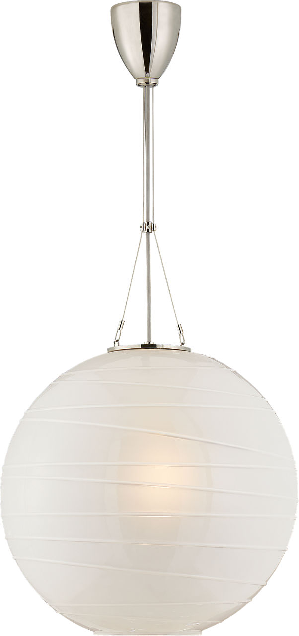 Hailey Medium Round Pendant in Polished Nickel with Frosted Glass