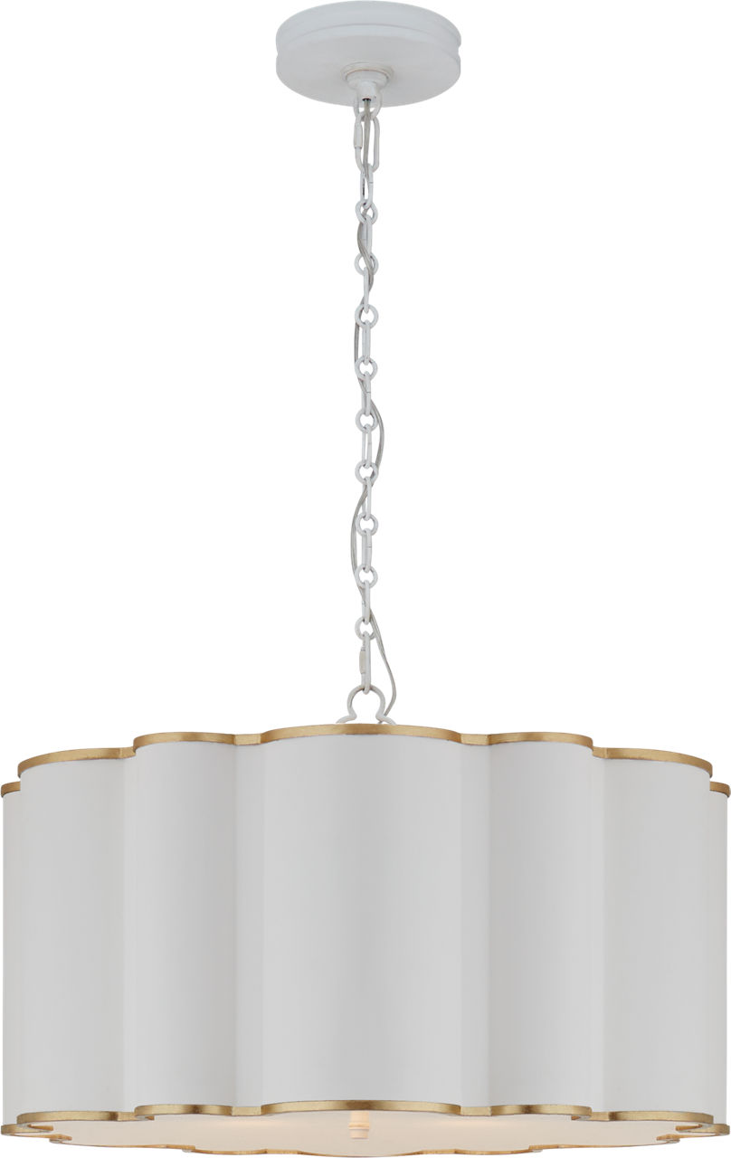 Markos Large Hanging Shade in White and Gild with Frosted Acrylic