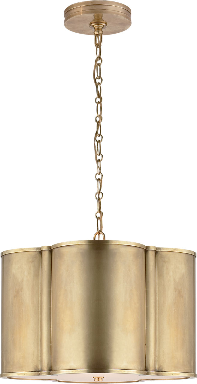 Basil Small Hanging Shade in Natural Brass with Acrylic Diffuser