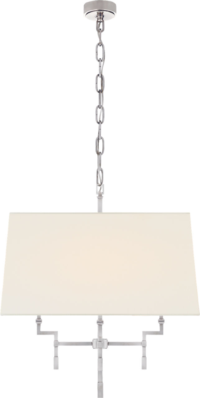 Jane Medium Hanging Shade in Polished Nickel with Linen Shade