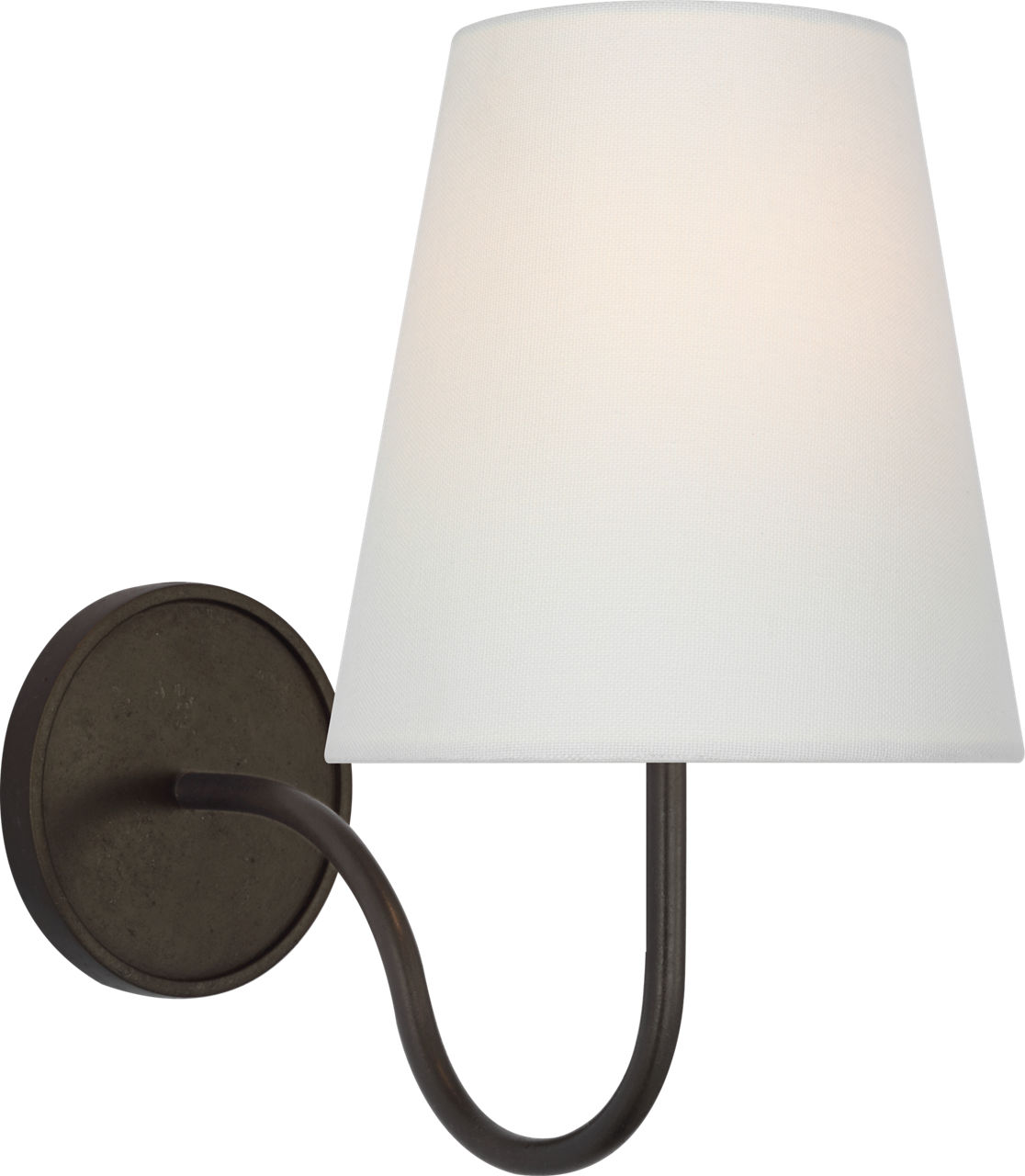 Lyndsie Small Sconce in Aged Iron with Linen Shade