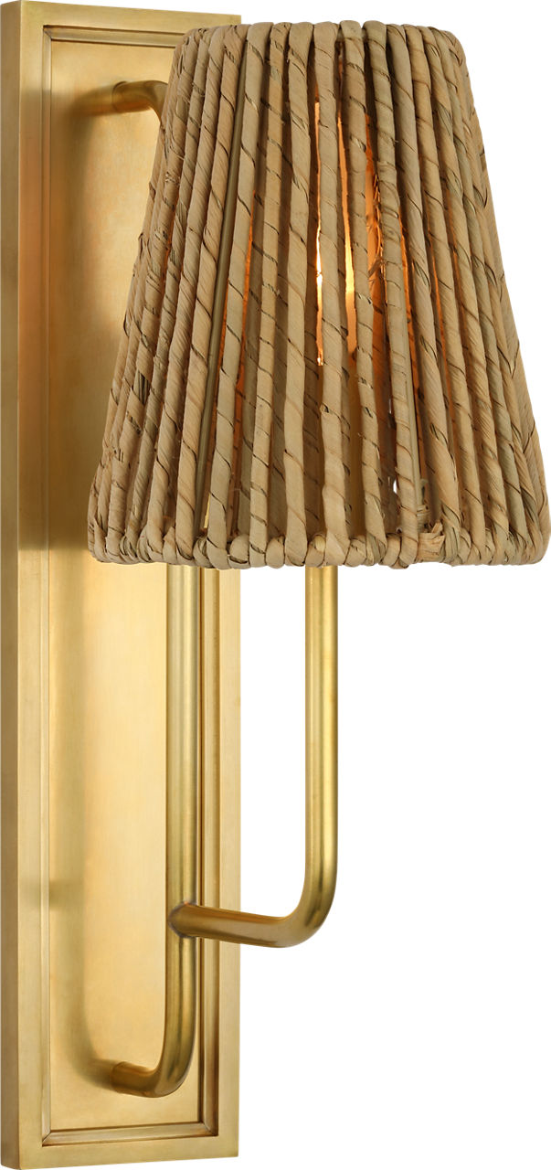 Rui Sconce in Hand-Rubbed Antique Brass with Natural Abaca Shade