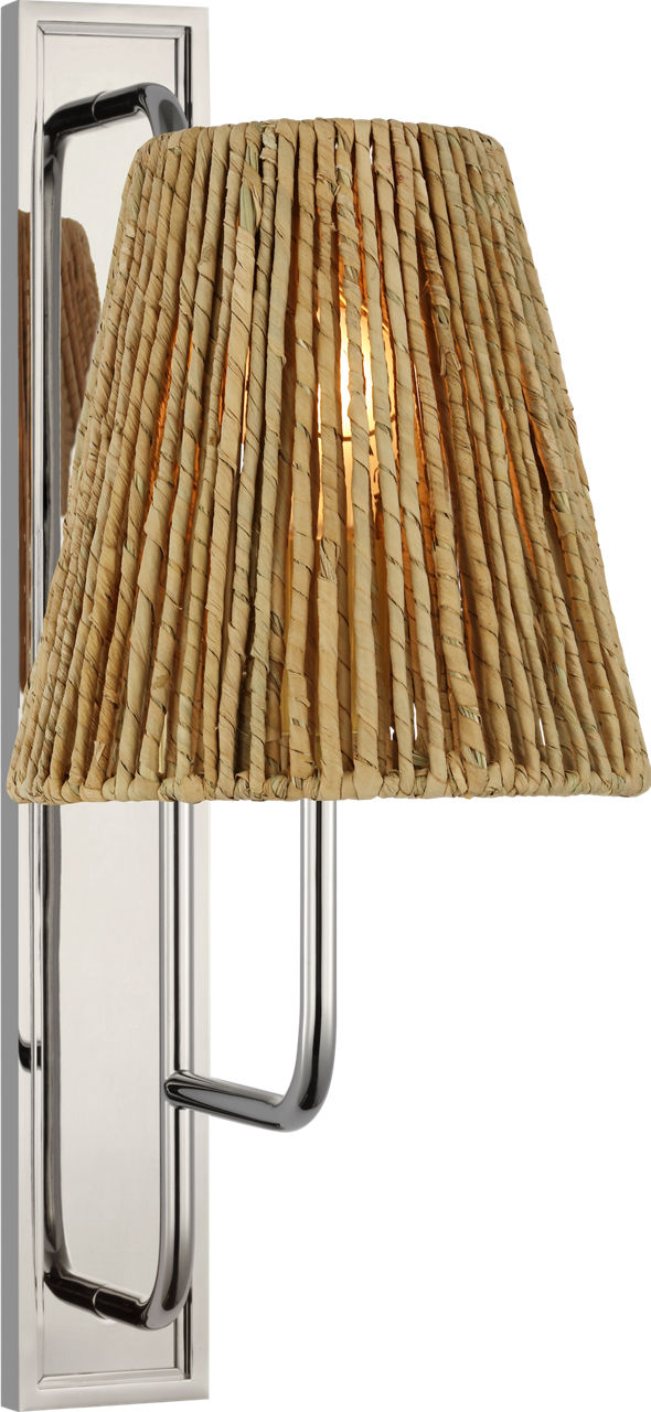 Rui Tall Sconce in Polished Nickel with Natural Abaca Shade