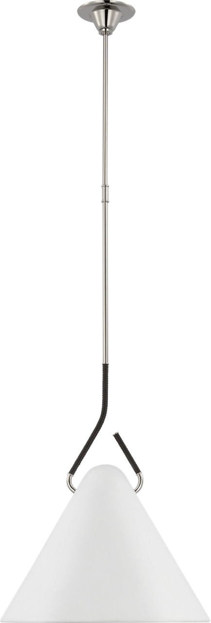 Laken 19" Pendant in Polished Nickel and Black Rattan with White Shade