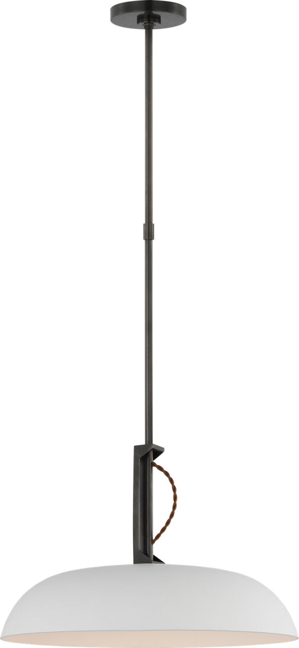 Cyrus 19" Pendant in Bronze and White with White Glass