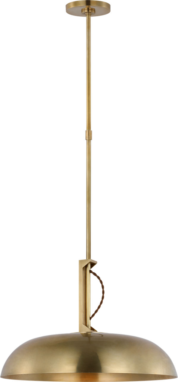 Cyrus 19" Pendant in Hand-Rubbed Antique Brass with White Glass