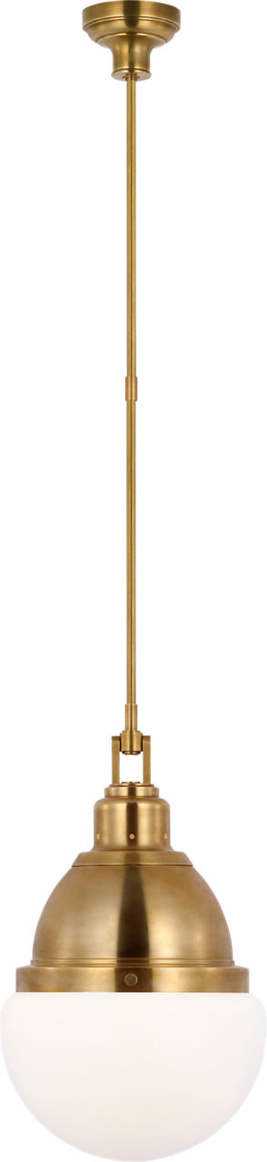 Bernard 14" Pendant in Hand-Rubbed Antique Brass with White Glass