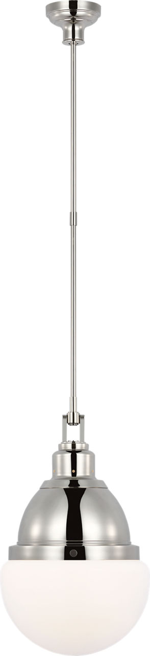 Bernard 14" Pendant in Polished Nickel with White Glass