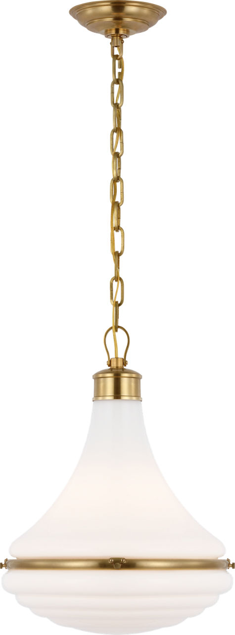 Wesley 15" Pendant in Hand-Rubbed Antique Brass with White Glass