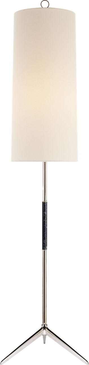 Frankfort Floor Lamp in Polished Nickel with Ebony Accents and Linen Shade