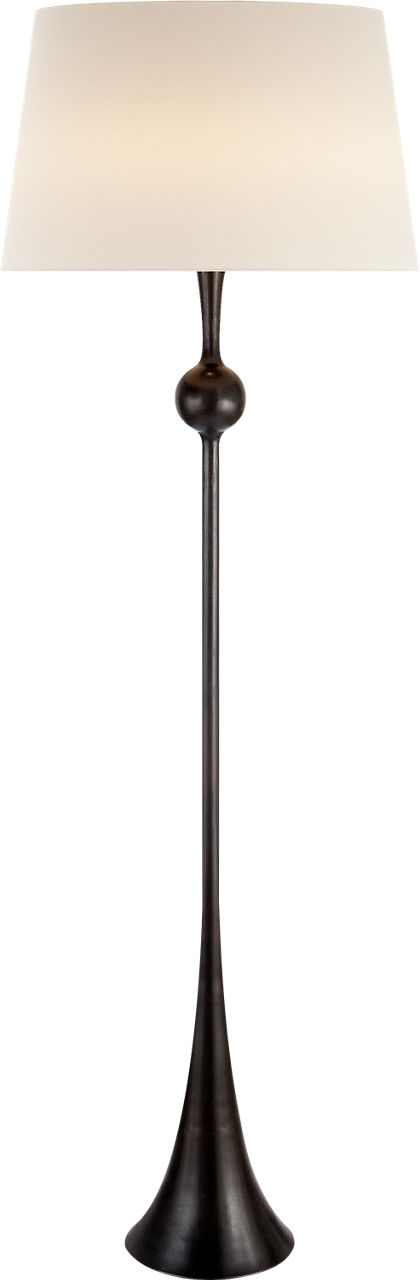 Dover Floor Lamp in Aged Iron with Linen Shade