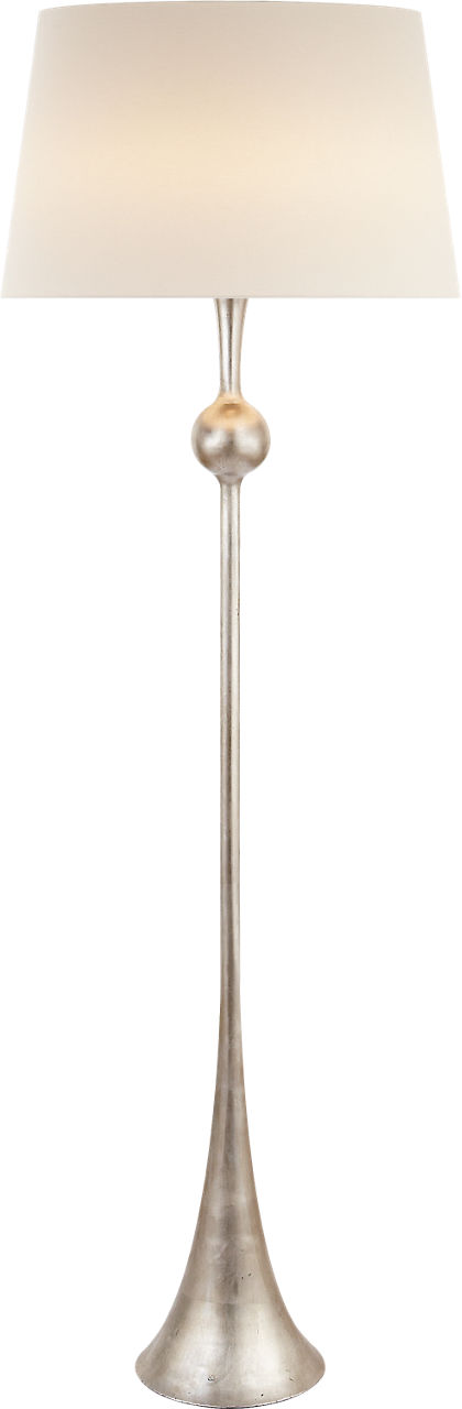 Dover Floor Lamp in Burnished Silver Leaf with Linen Shade