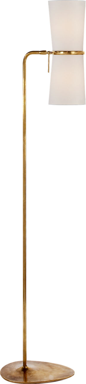Clarkson Floor Lamp in Hand-Rubbed Antique Brass with Linen Shades