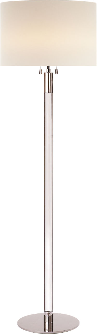 Riga Floor Lamp in Clear Glass and Polished Nickel with Linen Shade