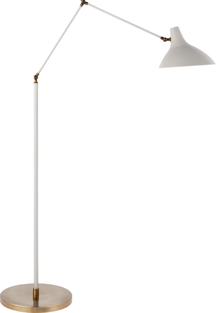 Charlton Floor Lamp in White and Hand-Rubbed Antique Brass