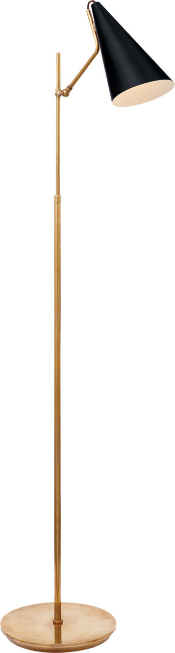 Clemente Floor Lamp in Hand-Rubbed Antique Brass with Black