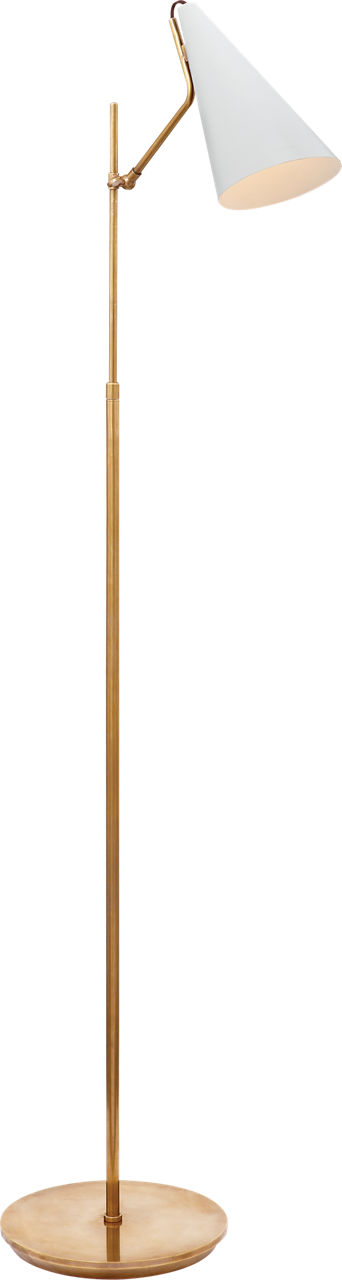 Clemente Floor Lamp in Hand-Rubbed Antique Brass with White