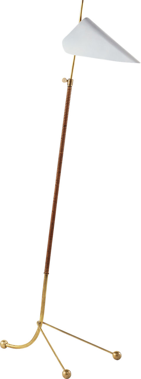 Moresby Floor Lamp in Hand-Rubbed Antique Brass with White Shade