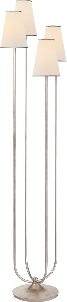 Montreuil Floor Lamp in Burnished Silver Leaf with Linen Shades