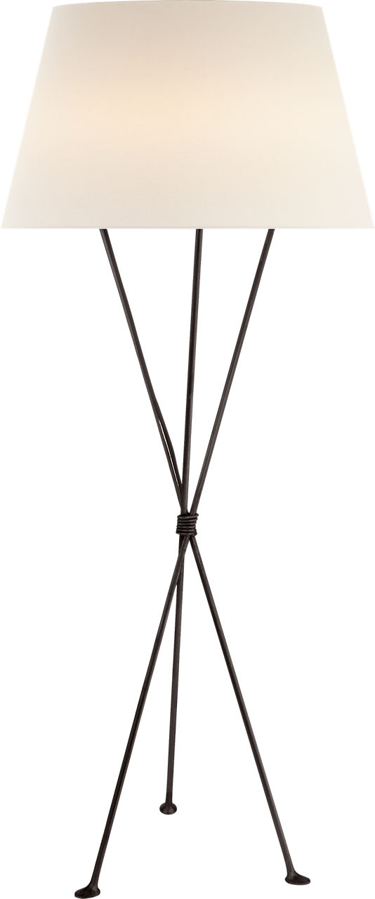 Lebon Floor Lamp in Aged Iron with Linen Shade