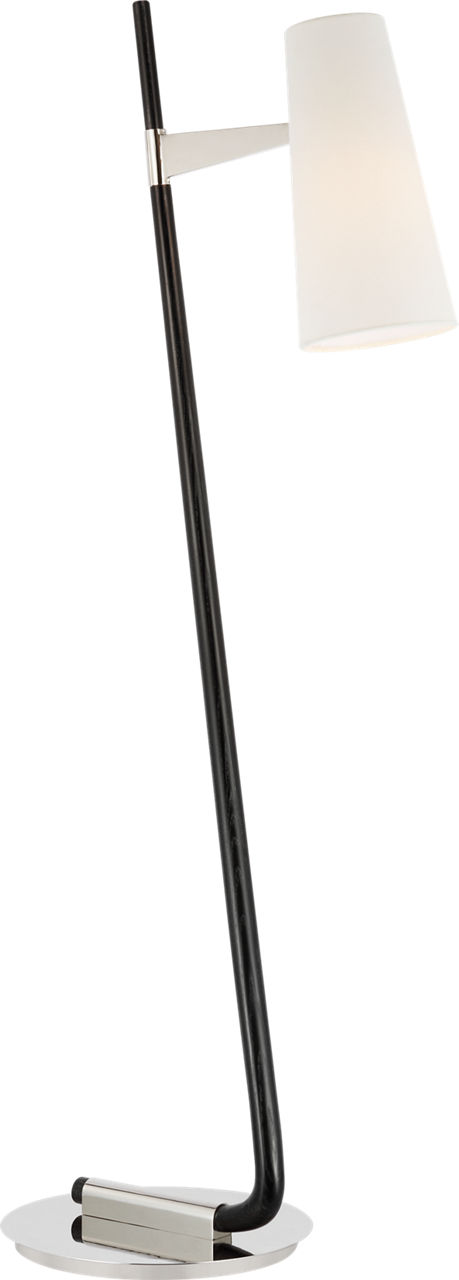 Katia Floor Lamp in Ebony and Polished Nickel with Linen Shade