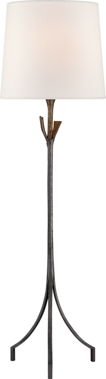 Fliana Floor Lamp in Aged Iron with Linen Shade