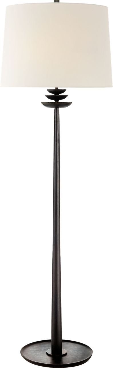 Beaumont Floor Lamp in Aged Iron with Linen Shade