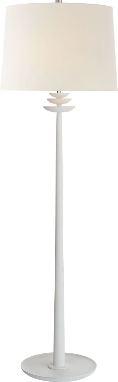 Beaumont Floor Lamp in White with Linen Shade