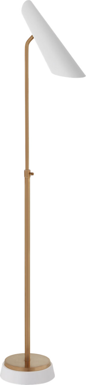 Franca Adjustable Floor Lamp in Hand-Rubbed Antique Brass with White Shade