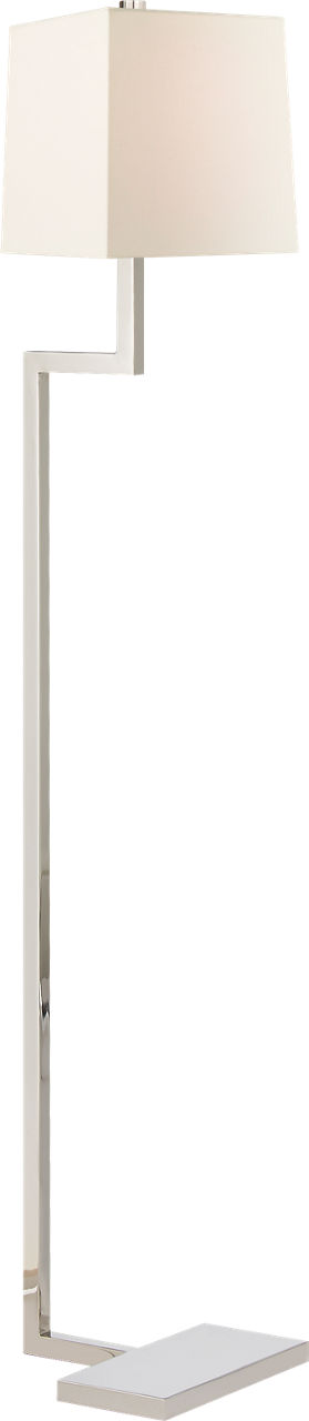 Alander Floor Lamp in Polished Nickel with Linen Shade