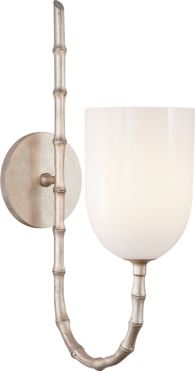 Edgemere Wall Light in Burnished Silver Leaf with White Glass