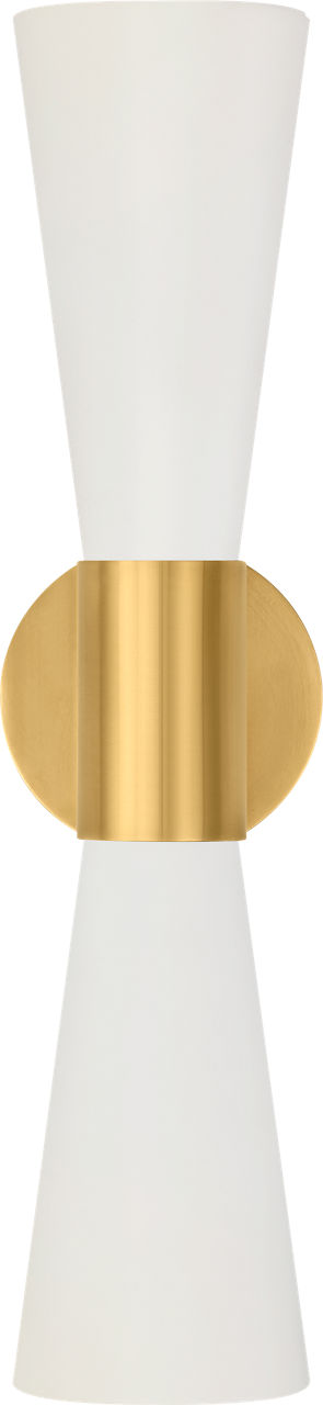 Clarkson Medium Narrow Sconce in Hand-Rubbed Antique Brass and White