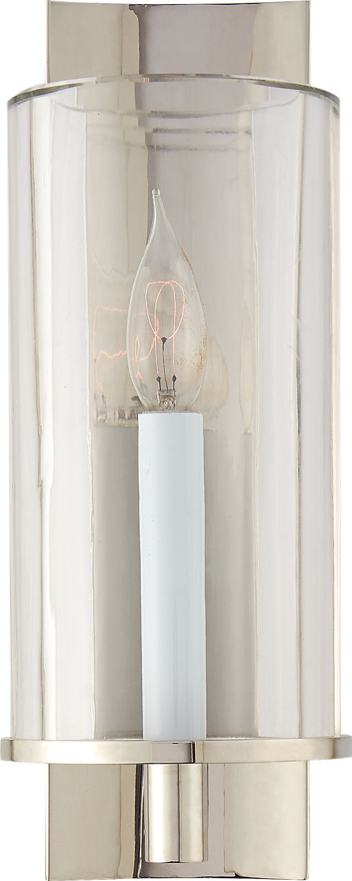 Truffaut Single Sconce Polished Nickel with Clear Glass