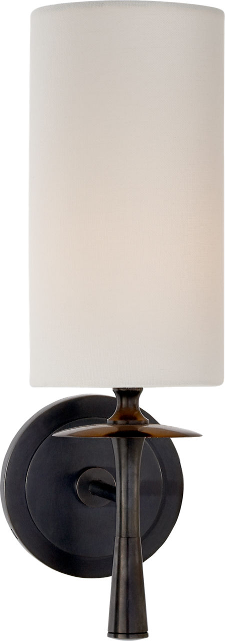 Drunmore Single Sconce in Bronze with Linen Shade