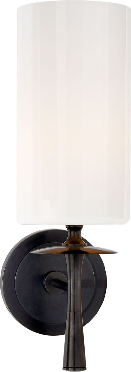 Drunmore Single Sconce in Bronze with White Glass Shade