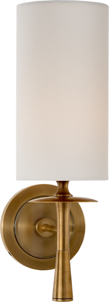 Drunmore Single Sconce in Hand-Rubbed Antique Brass with Linen Shade