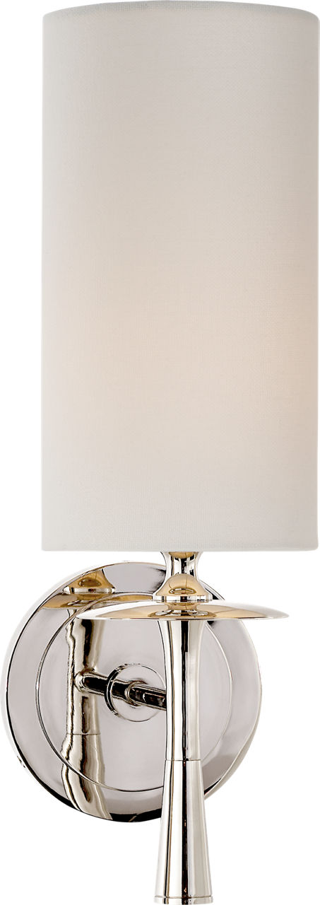 Drunmore Single Sconce in Polished Nickel with Linen Shade