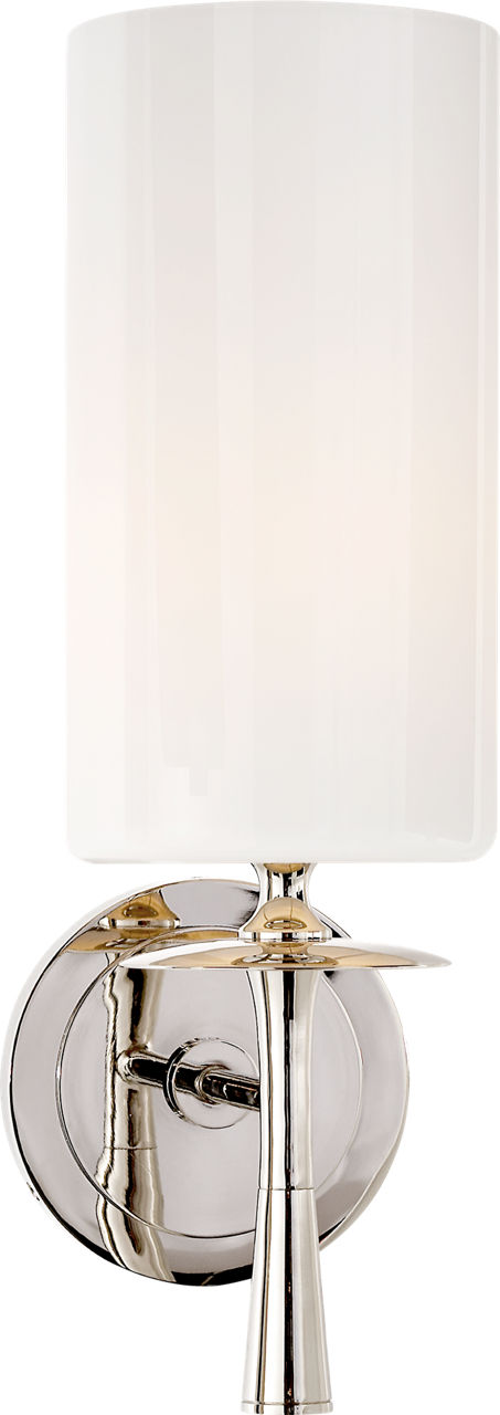 Drunmore Single Sconce in Polished Nickel with White Glass Shade
