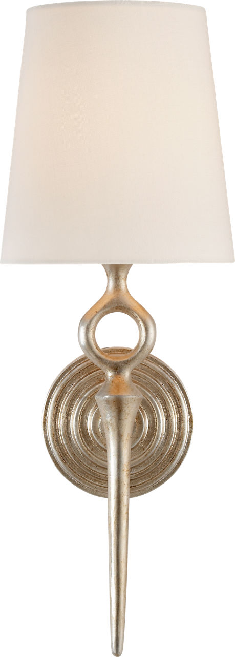 Bristol Single Sconce in Burnished Silver Leaf with Linen Shade