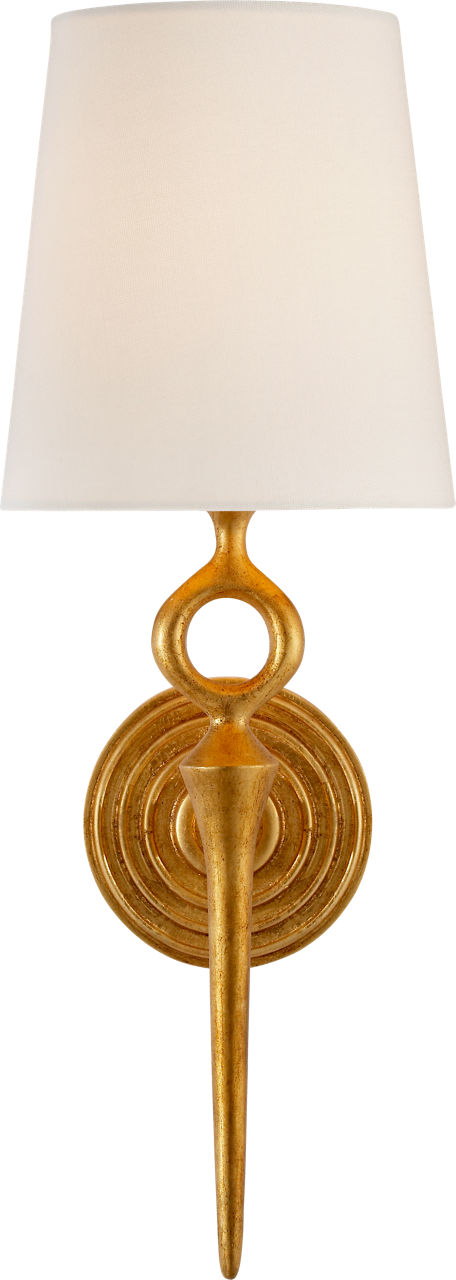 Bristol Single Sconce in Gilded with Linen Shade