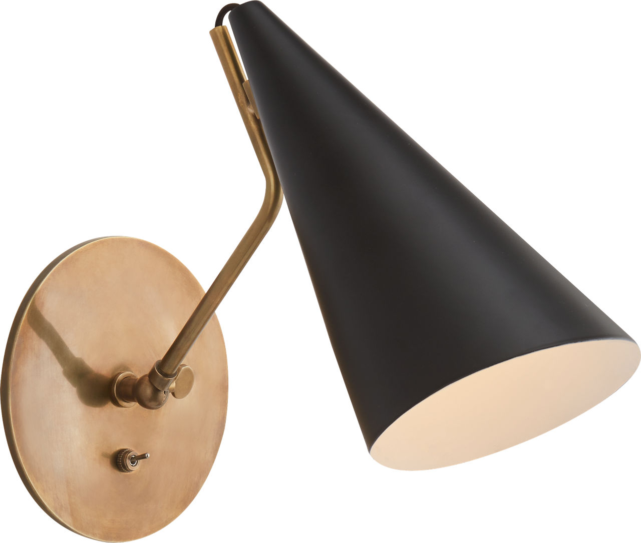 Clemente Wall Light in Hand-Rubbed Antique Brass with Black