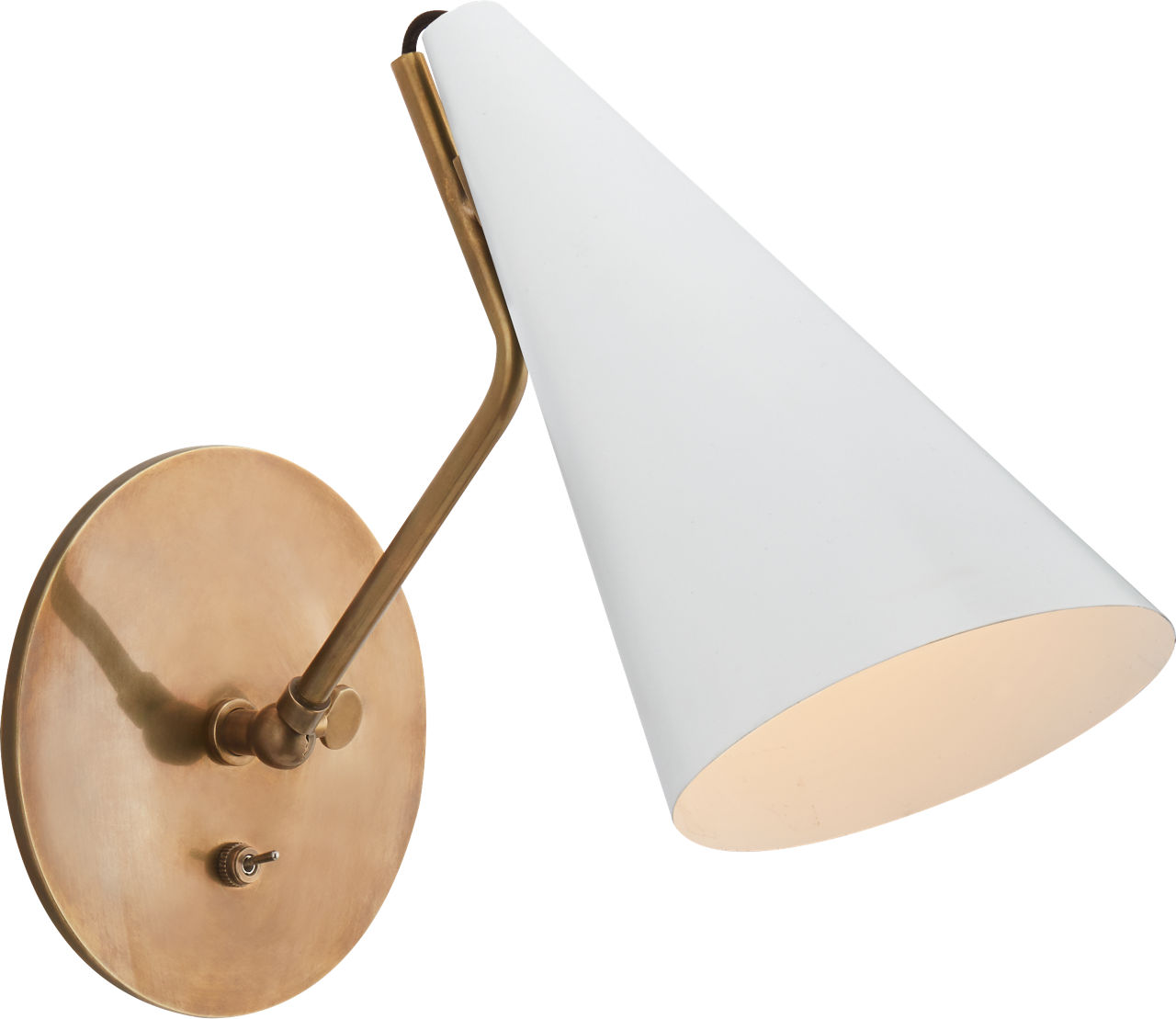 Clemente Wall Light in Hand-Rubbed Antique Brass with White
