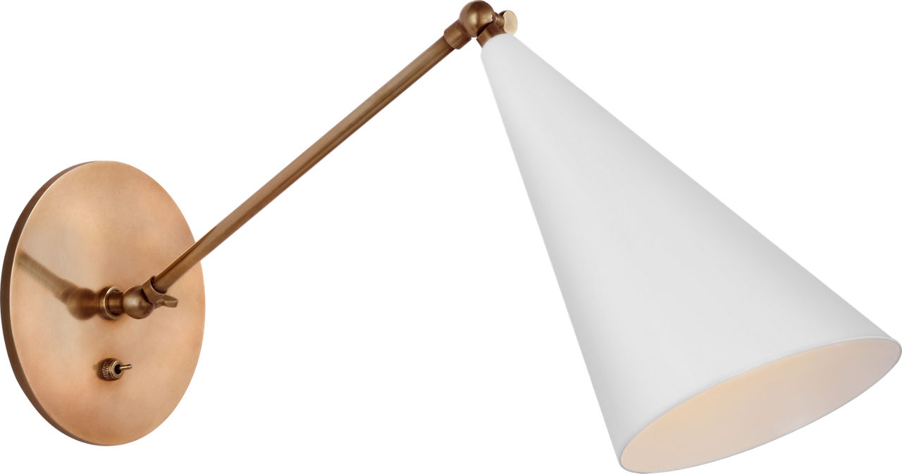 Clemente Single Arm Library Sconce in White