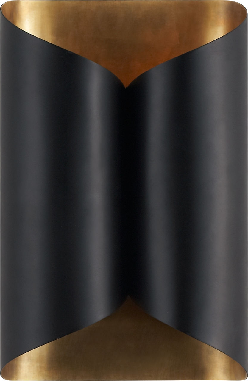 Selfoss Sconce in Black and Hand-Rubbed Antique Brass Interior