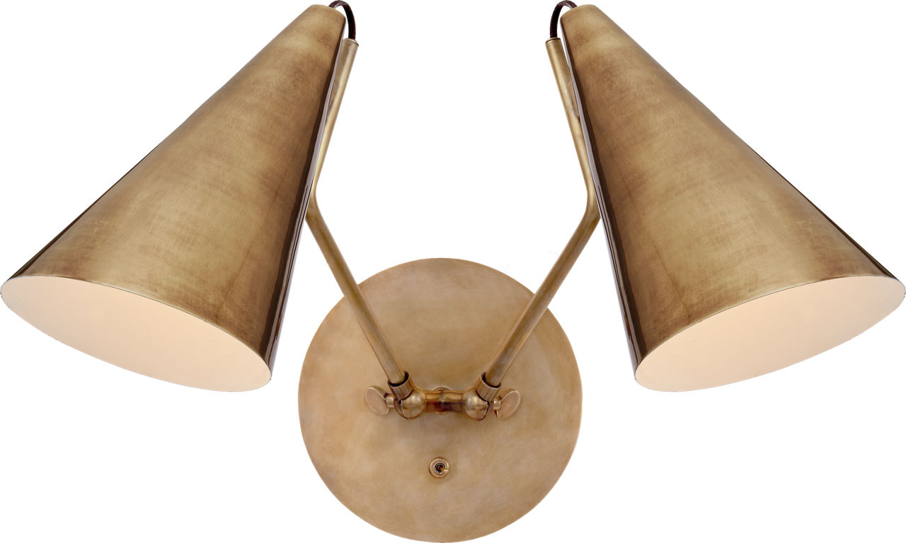 Clemente Double Sconce in Hand-Rubbed Antique Brass